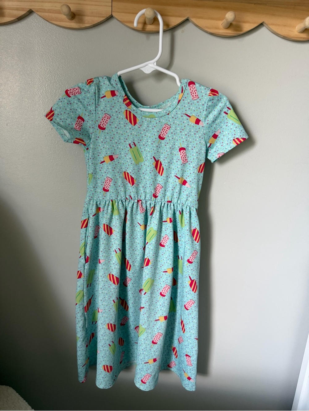 Dot Dot Smile Girls 2T Blue Graphic Fit & Flare Dress Short Sleeve Knee Length